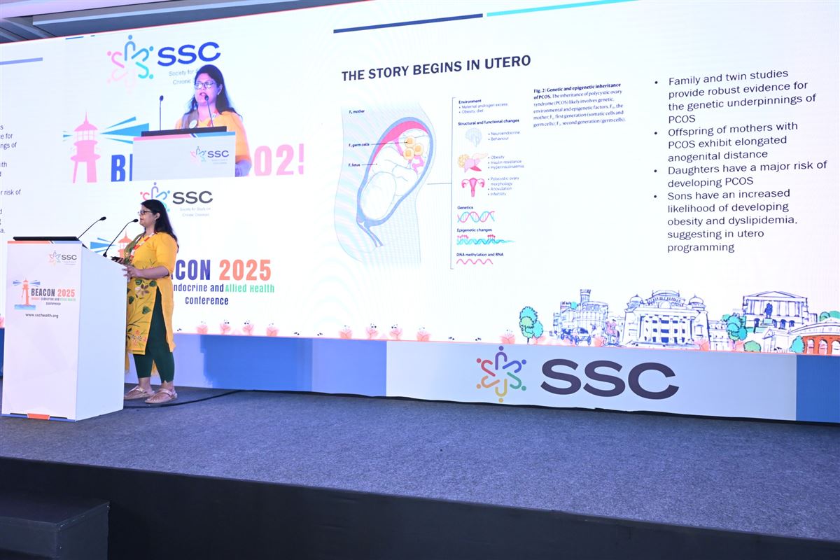 Dr. Nishchitha K presenting research on PCOS